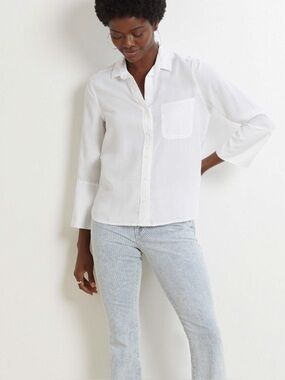 Anthropologie x Cloth & Stone White Shirt Tail Button Down